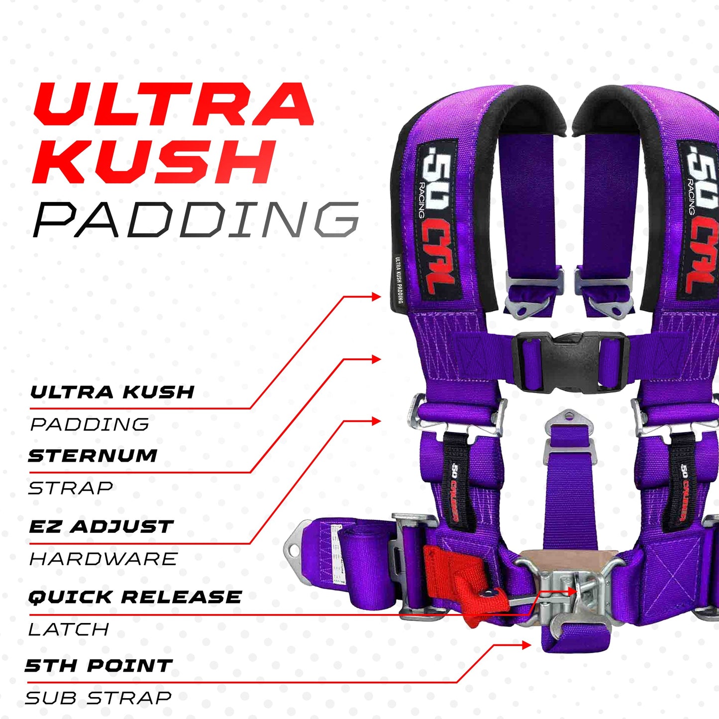 3" 5 Point Racing Harness – Pro Series Race Latch | 50 Caliber Racing