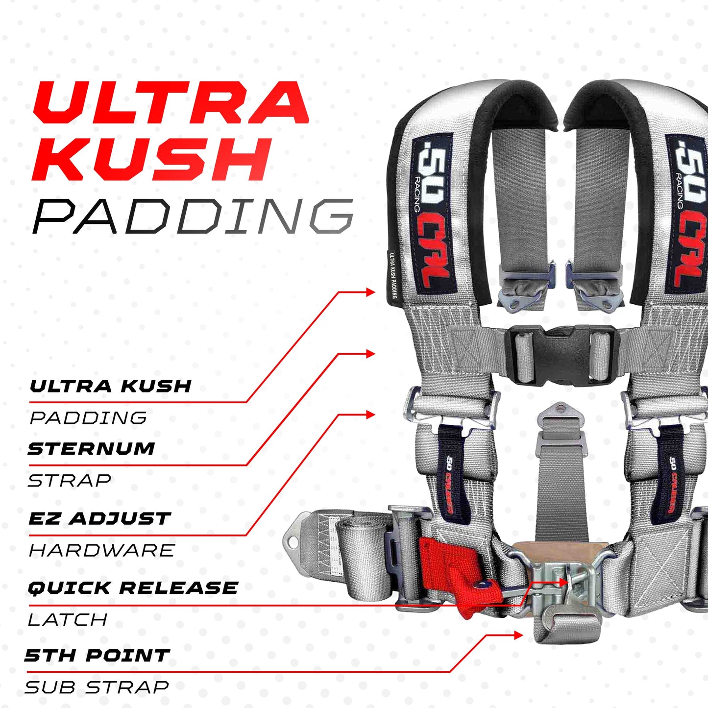 3" 5 Point Racing Harness – Pro Series Race Latch | 50 Caliber Racing