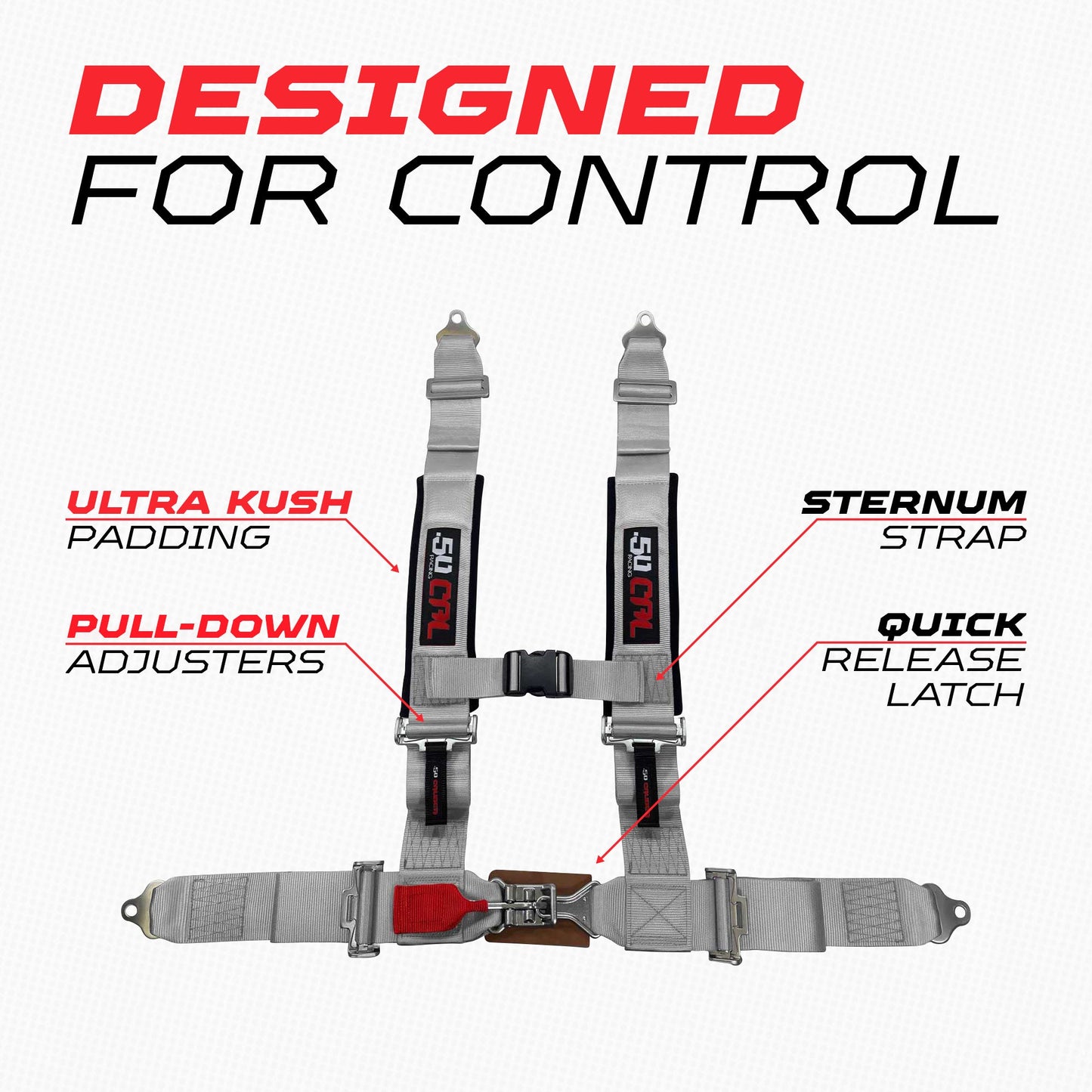 2" 4 Point Racing Harness – Pro Series Race Latch | 50 Caliber Racing