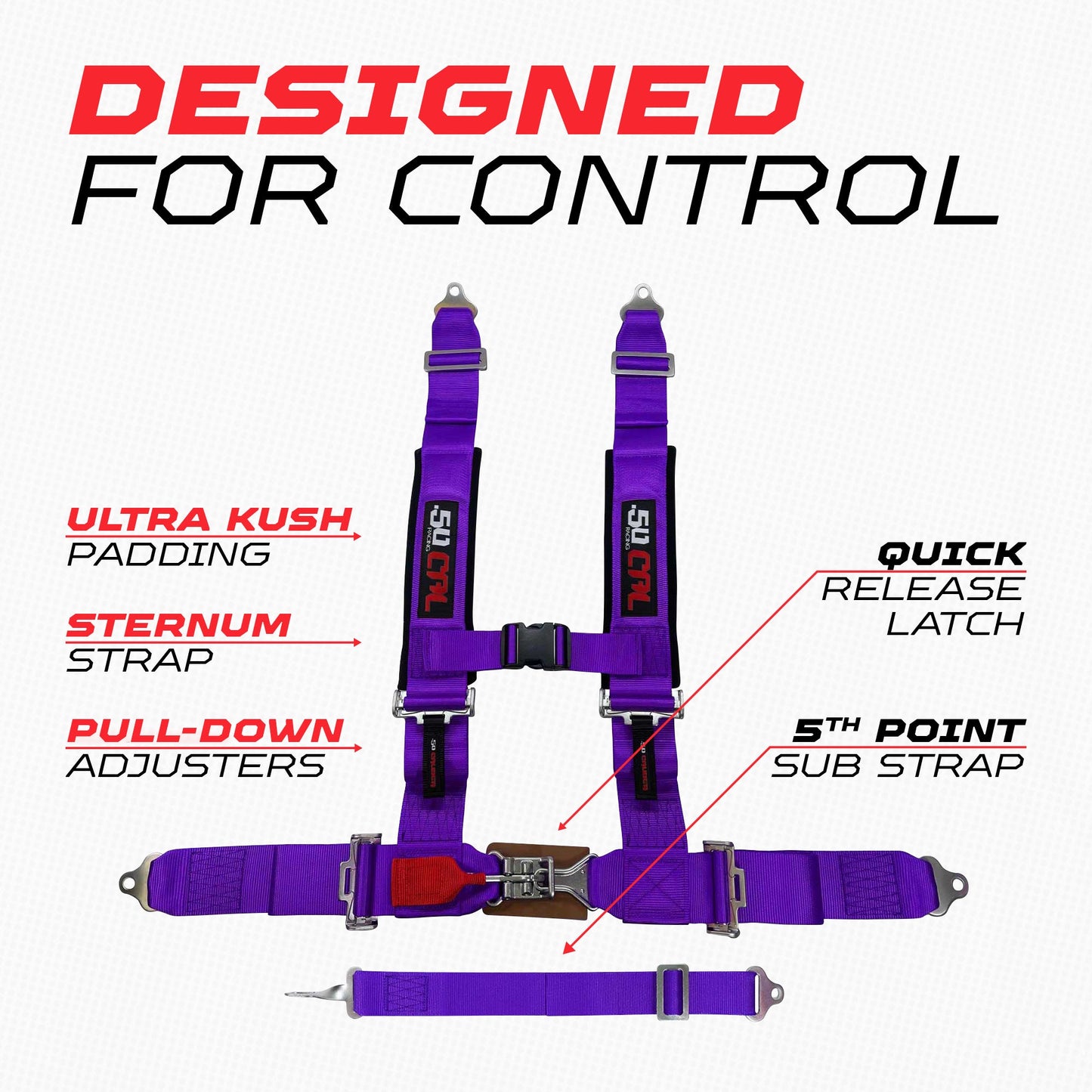 3" 5 Point Racing Harness – Pro Series Race Latch | 50 Caliber Racing