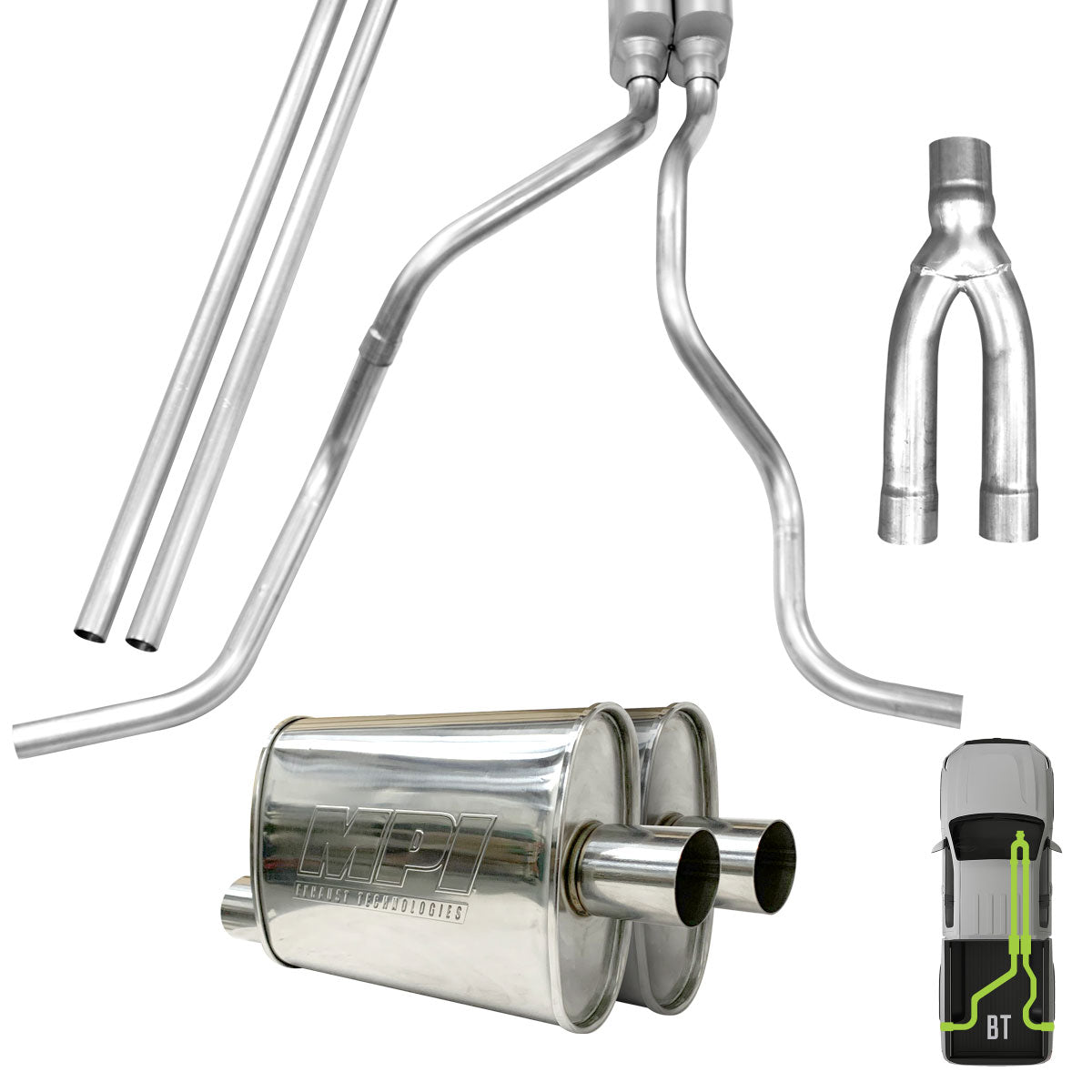 GMC/Chevy, 2014-2018, 6.2L, Stainless - MPI Exhaust Cat-Back Dual Stainless Kits