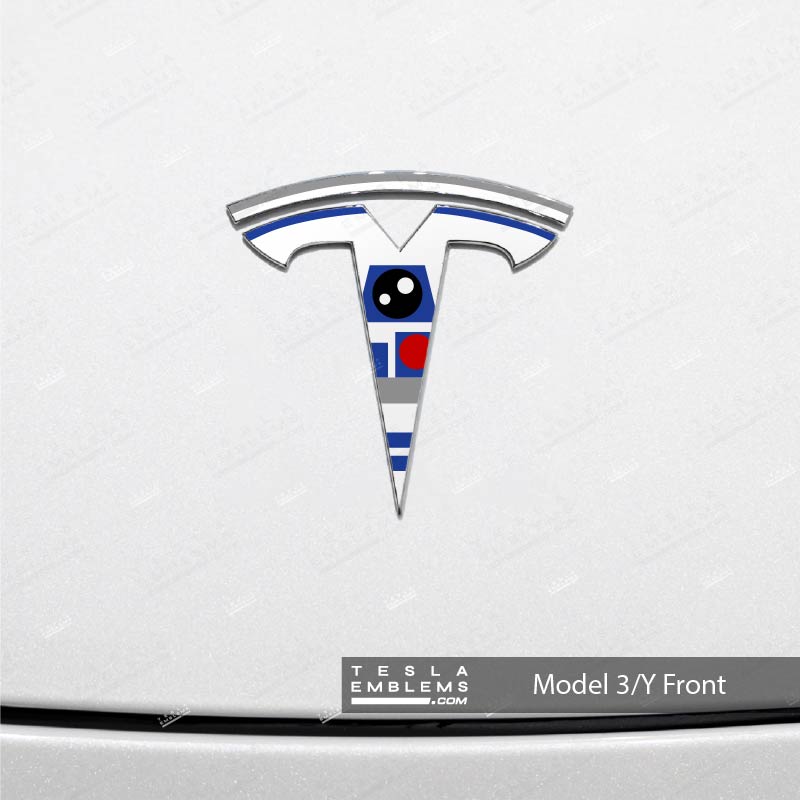 Space Droid Tesla Emblem Decals (Front + Back) | Model 3