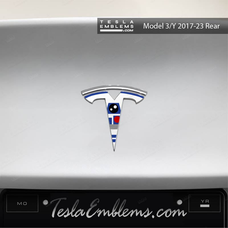 Space Droid Tesla Emblem Decals (Front + Back) | Model Y