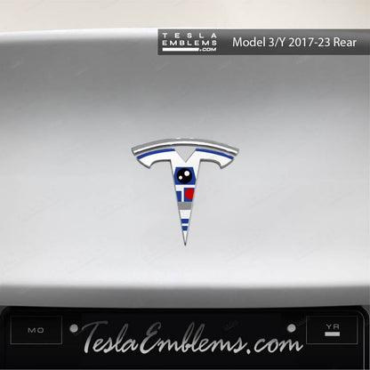 Space Droid Tesla Emblem Decals (Front + Back) | Model 3