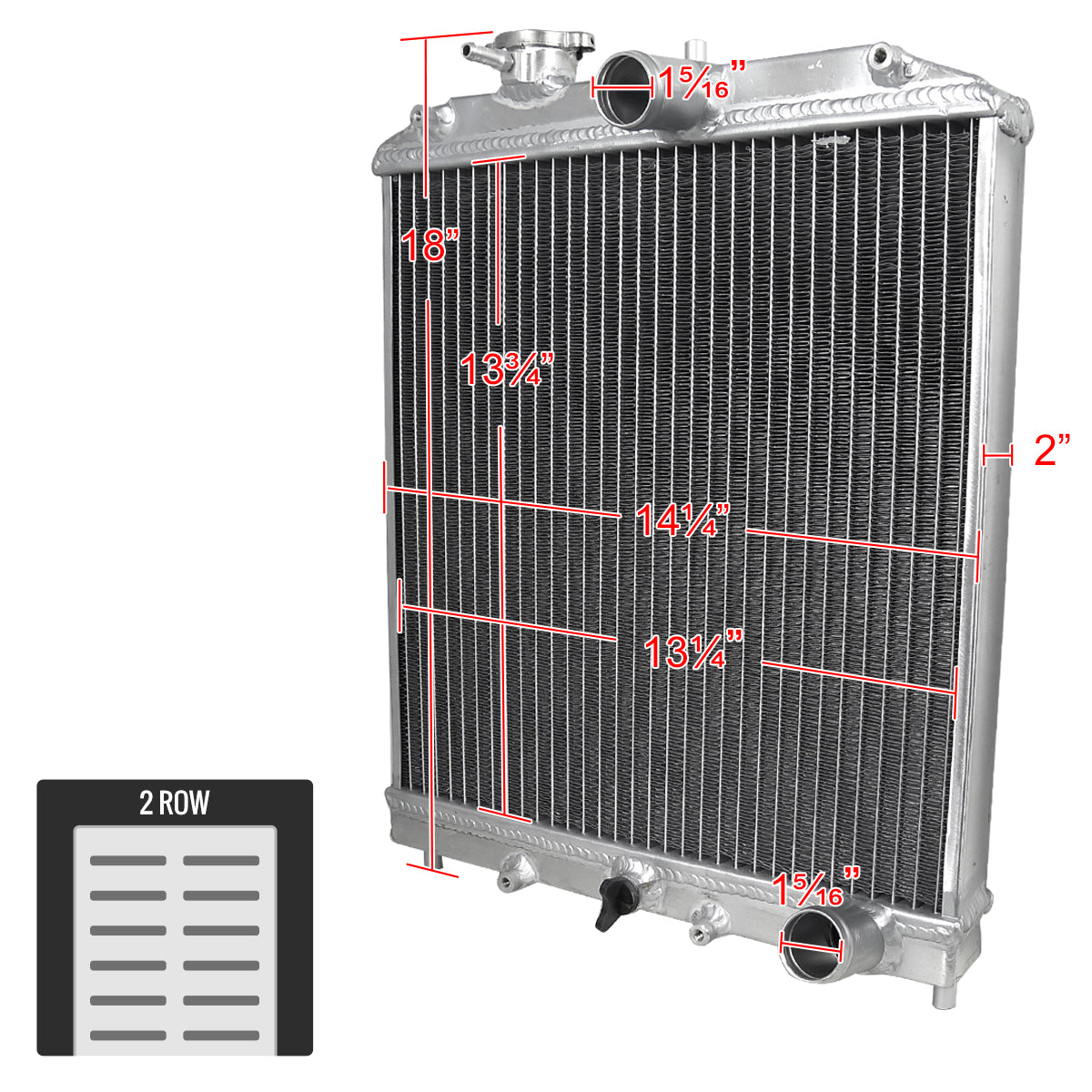 1992-2000 Honda Civic EG EK Del Sol S/Si Manual Transmission 2-Row Aluminum Performance Radiator