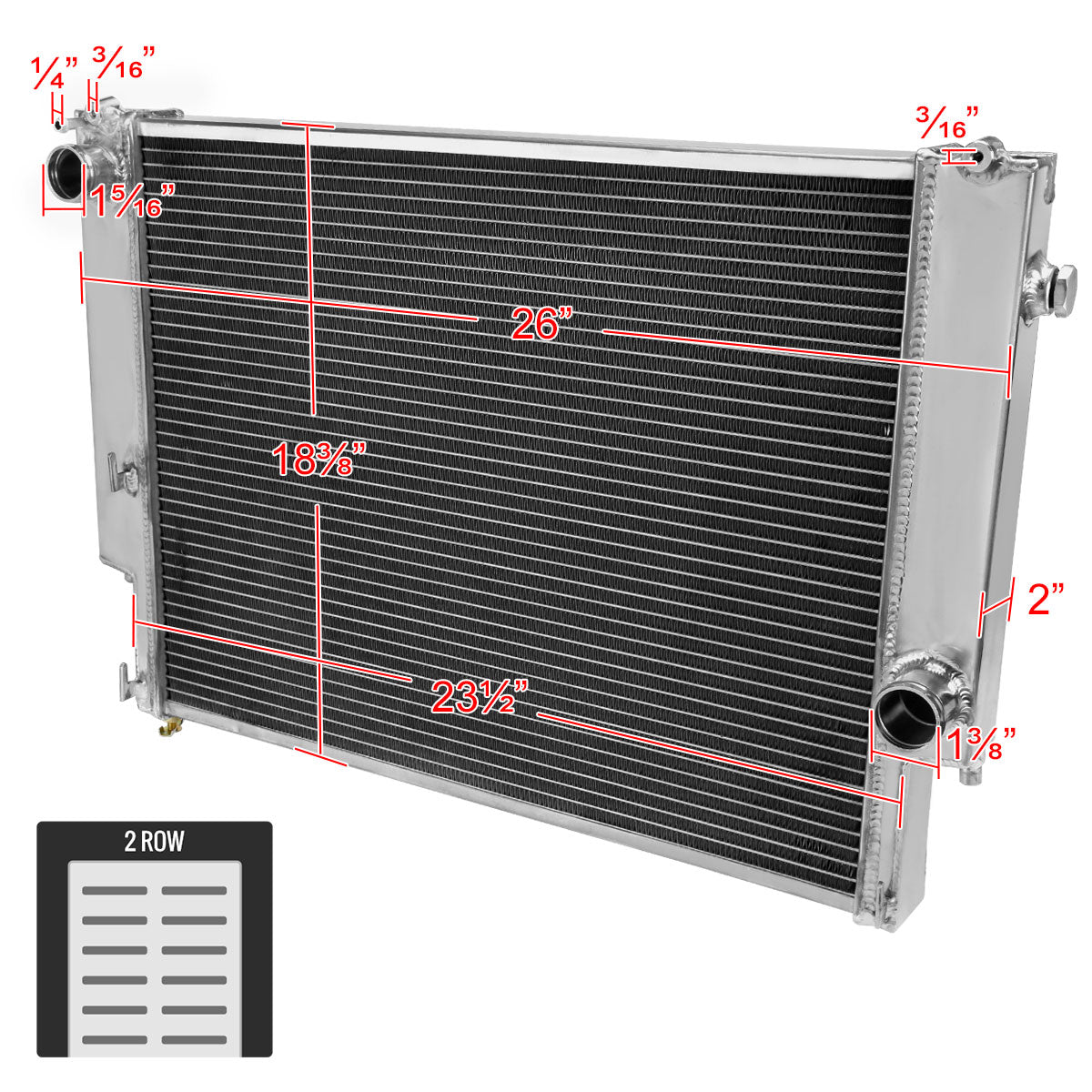 1992-1998 BMW E36 3 Series Manual Transmission  Aluminum 2-Row Performance Radiator