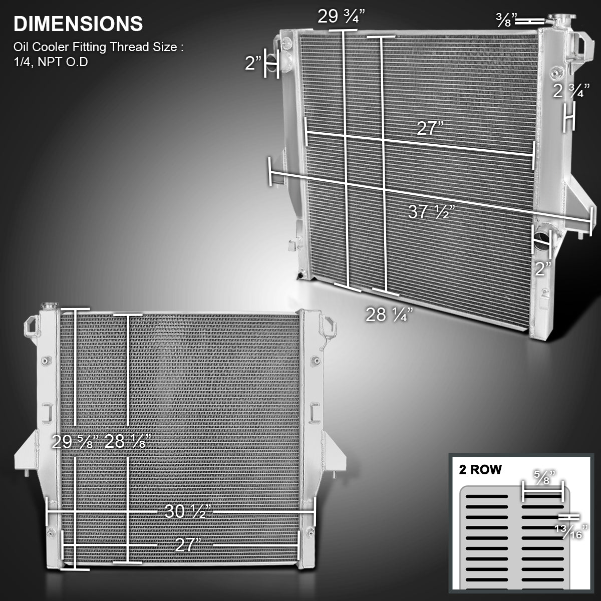 2003-2009 Dodge RAM 2500/3500 5.9L/6.7L Cummins Aluminum 2-Row Performance Radiator