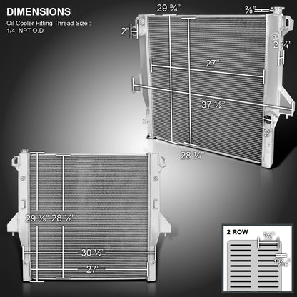 2003-2009 Dodge RAM 2500/3500 5.9L/6.7L Cummins Aluminum 2-Row Performance Radiator