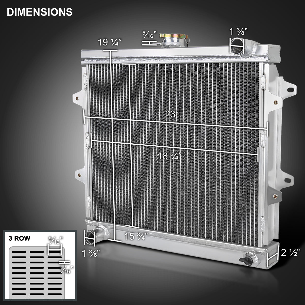 1984-1995 Toyota Pickup 4Runner 2.4L L4 Aluminum 3-Row Performance Radiator