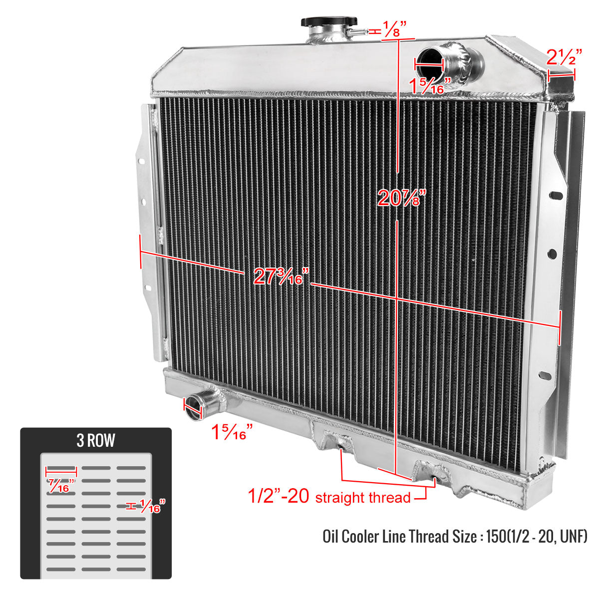 1968-1974 AMC Matador/Javelin/Ambassador/AMX Aluminum 3-Row Performance Radiator