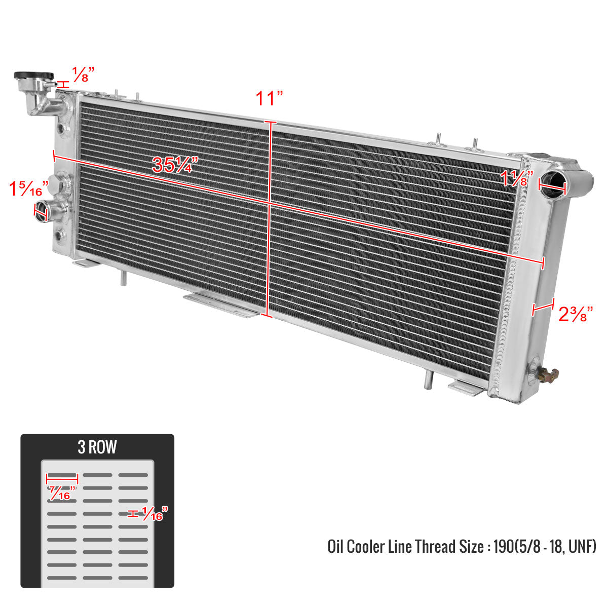 1991-2001 Jeep Cherokee/Comanche 2.5L/4.0L Aluminum 3-Row Performance Radiator