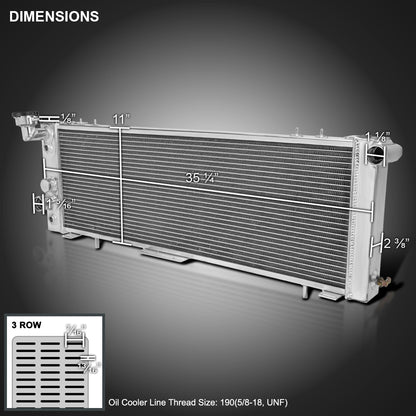 1991-2001 Jeep Cherokee/Comanche 2.5L/4.0L Aluminum 3-Row Performance Radiator