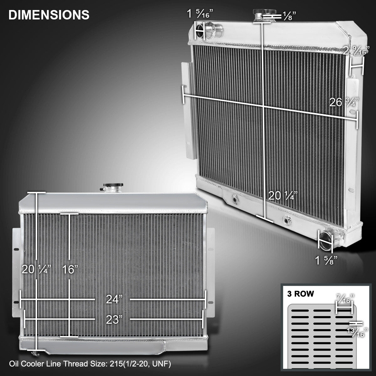 1972-1986 Jeep CJ Series MT Aluminum 3-Row Performance Radiator
