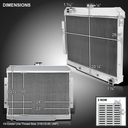 1972-1986 Jeep CJ Series MT Aluminum 3-Row Performance Radiator