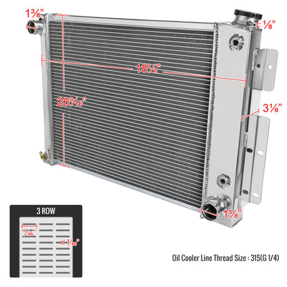 1967-1969 Chevrolet Camaro/ Pontiac Firebird V8 MT Aluminum 3-Row Performance Radiator