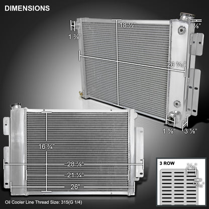 1967-1969 Chevrolet Camaro/ Pontiac Firebird V8 MT Aluminum 3-Row Performance Radiator