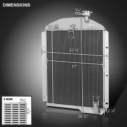 1941-1946 Chevrolet Pickup L6 6CYL Aluminum 3-Row Performance Radiator