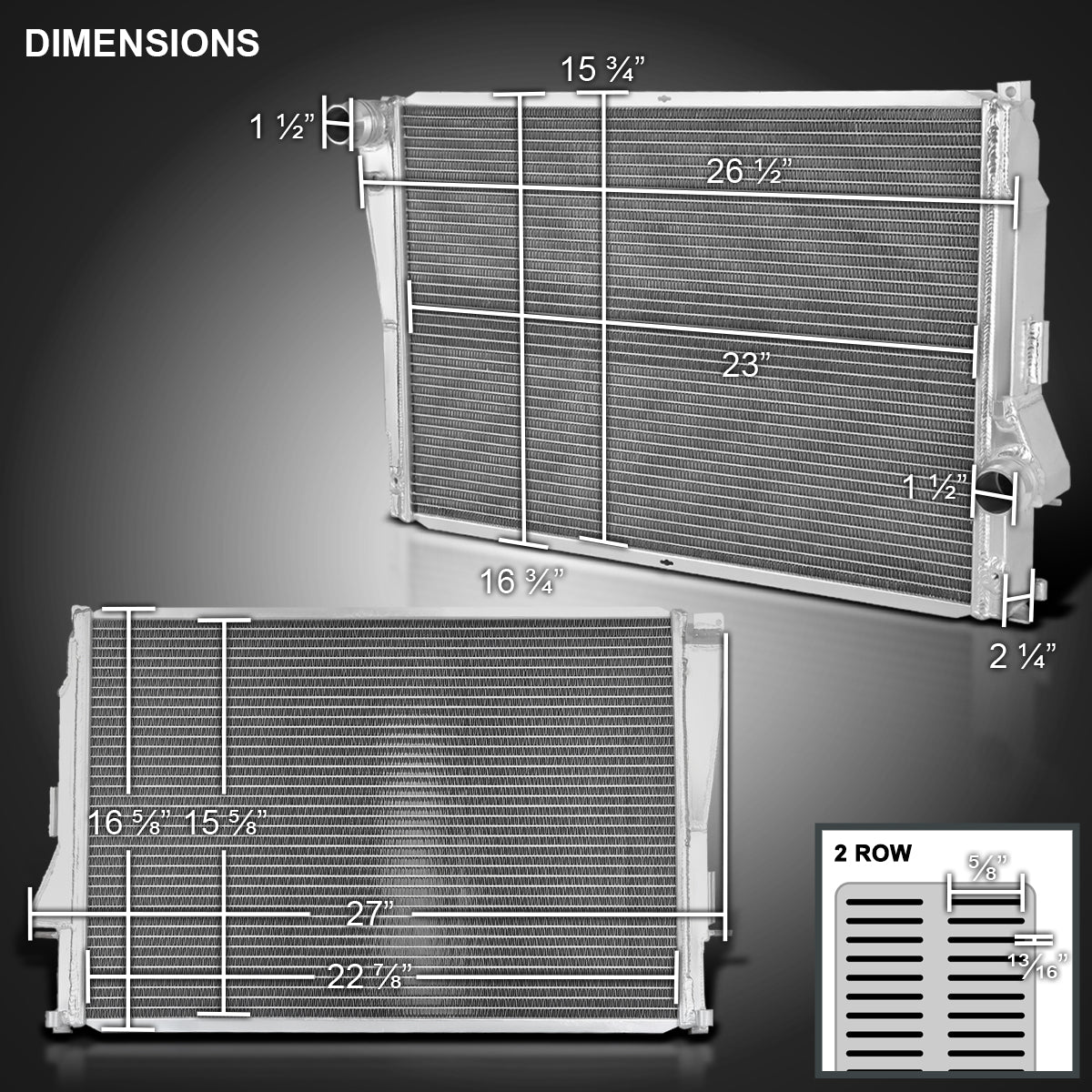2001-2006 BMW 3 Series E46 Manual Transmission Aluminum 3-Row Performance Radiator