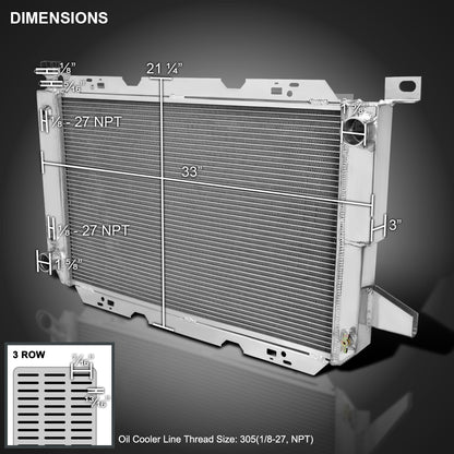 1985-1997 Ford Bronco/F Series V8 Aluminum 3-Row Performance Radiator