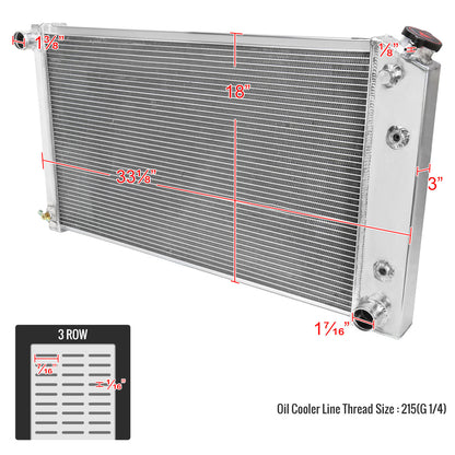 1968-1977 Chevrolet Malibu/Monte Carlo/Impala/Caprice Aluminum 3-Row Performance Radiator