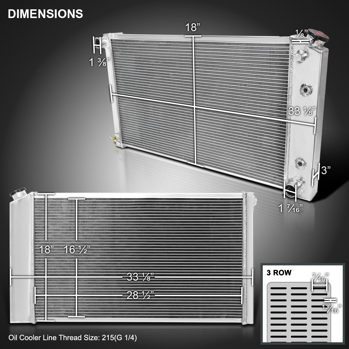 1968-1977 Chevrolet Malibu/Monte Carlo/Impala/Caprice Aluminum 3-Row Performance Radiator
