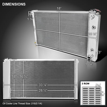 1968-1977 Chevrolet Malibu/Monte Carlo/Impala/Caprice Aluminum 3-Row Performance Radiator