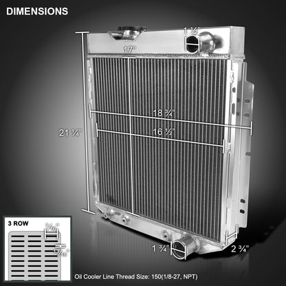 1964-1966 Ford Mustang Shelby V8 L6  Aluminum 3-Row Radiator