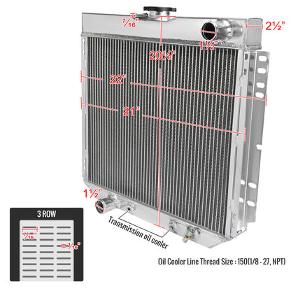 1963-1977 Ford Mustang/Maverick/Falcon Mercury Comet/Cougar Aluminum 3-Row Performance Radiator