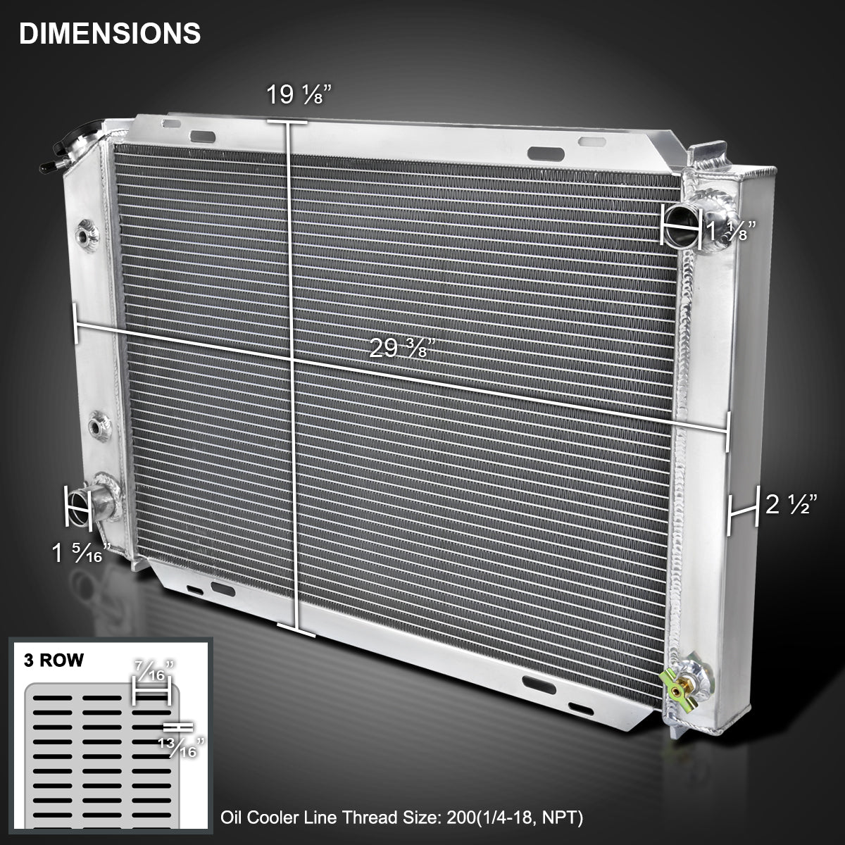 1979-1993 Ford Mustang Aluminum 3-Row Performance Radiator