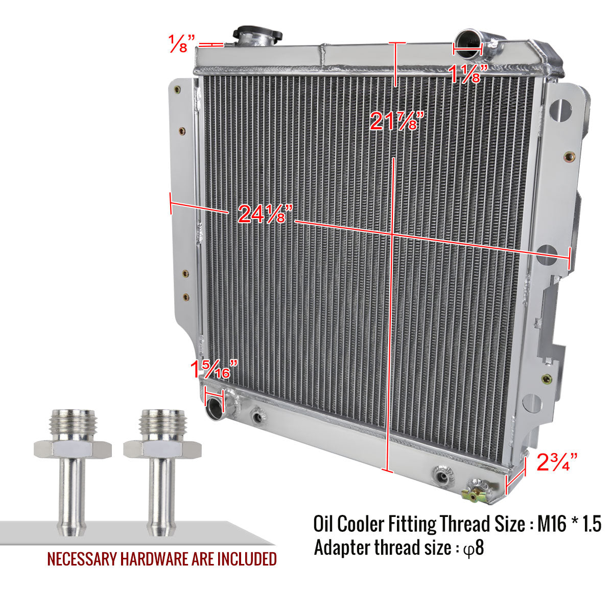 1987-2006 Jeep Wrangler TJ YJ 2.4L/4.2L Aluminum 3-Row Performance Radiator