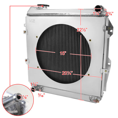 1988-1995 Toyota Pickup/4Runner V6 3 Row Radiator with Fan Shroud