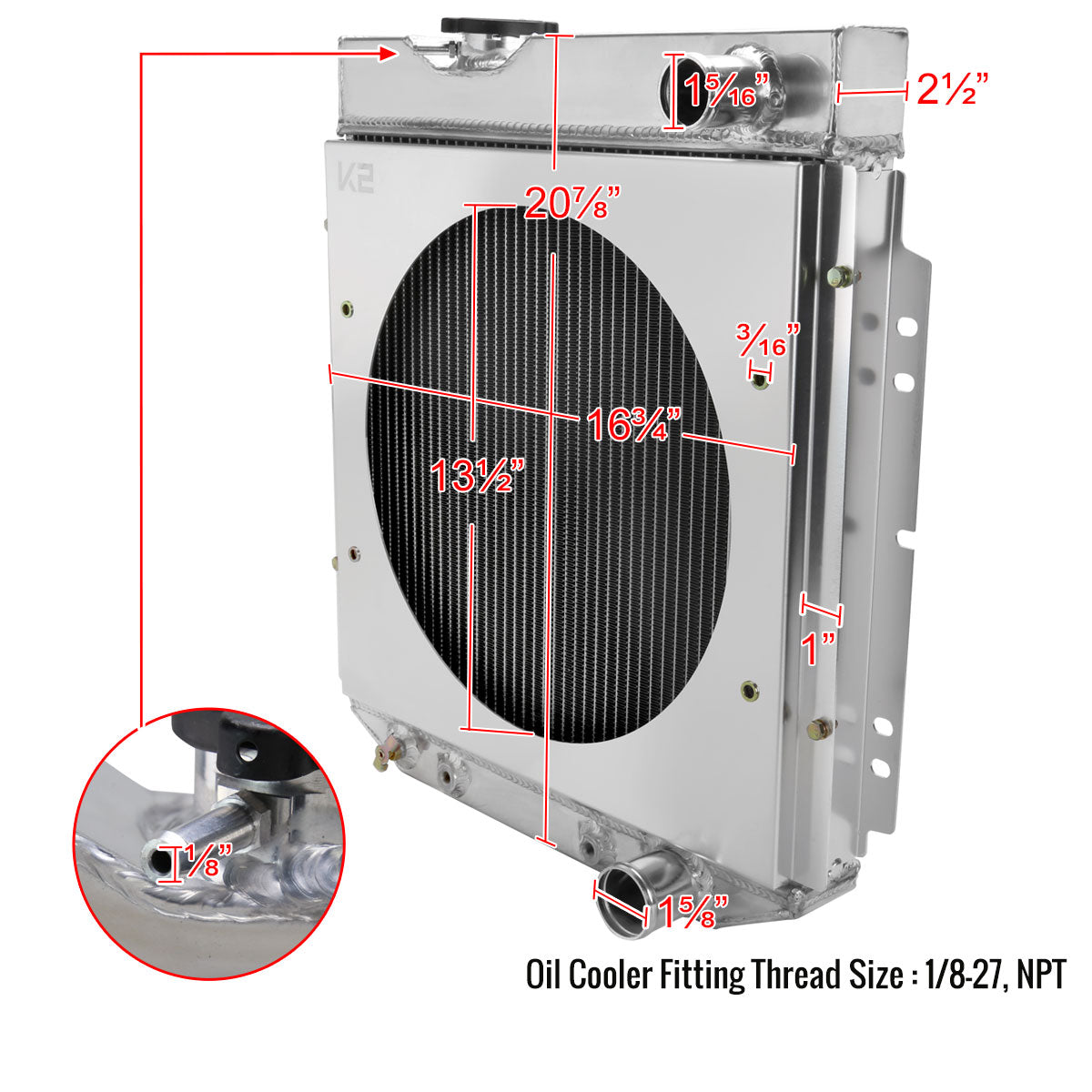 1960-1966 Ford Falcon/Mustang/Ranchero / 1960-1965 Mercury Comet 3 Row Radiator with Fan Shroud Design