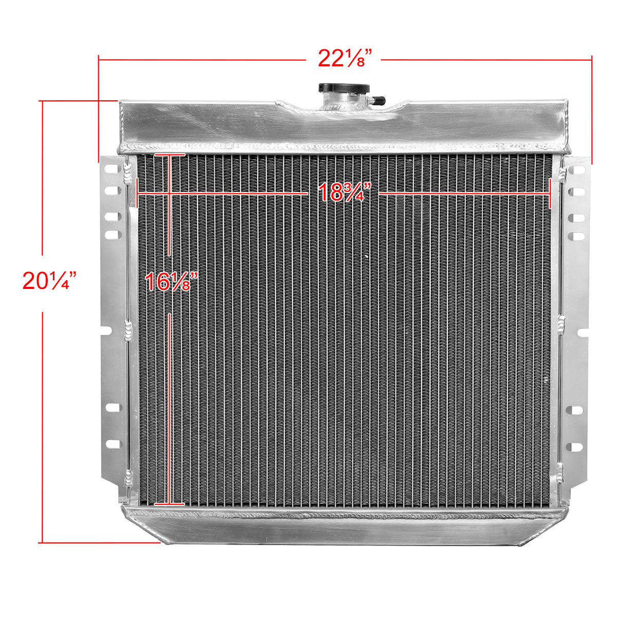 1963-1970 Ford Mustang/Fairlane/Falcon/Galaxie/Torino Mercury Cougar 3-Row Radiator with Fan Shroud Design