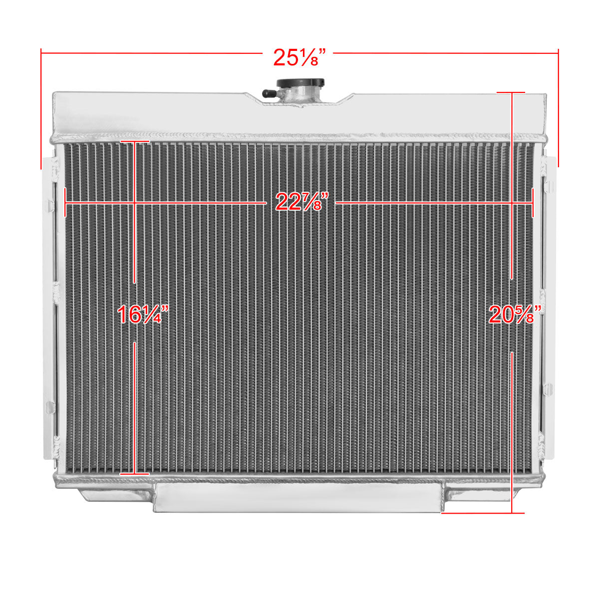 1967-1970 Ford Mustang/Fairlane/Ranchero Mercury Cougar 3-Row Radiator with Dual Fan Shroud Design