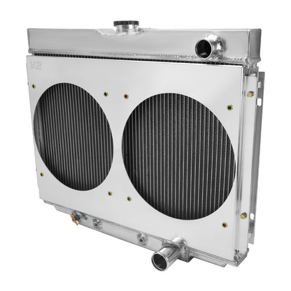 1967-1970 Ford Mustang/Fairlane/Ranchero Mercury Cougar 3-Row Radiator with Dual Fan Shroud Design