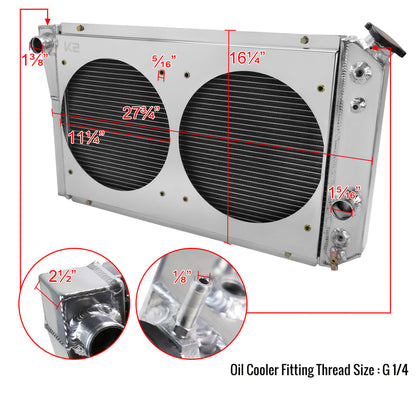 1982-2002 Chevrolet S10/Blazer/Corvette 3 Row Radiator with Dual Fan Shroud Design
