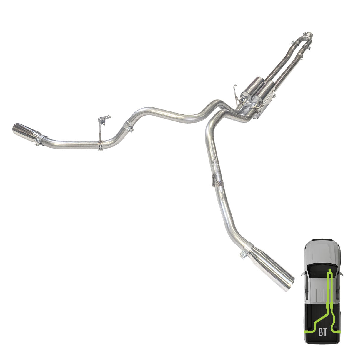 RAM, 2009-2018, 5.7L HD, Stainless - MPI Exhaust Cat-Back Dual Stainless Kits