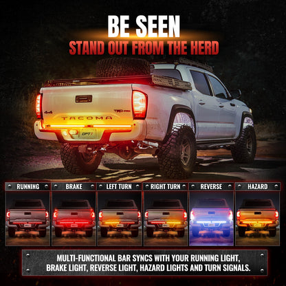 Redline Parlux Triple Row LED Tailgate Light Bar for Tacoma Bundle with 7 Pin to 4 Pin Trailer Extension Adapter Harness With Reverse Wire