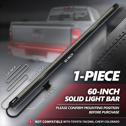 OPT7 Redline Triple Tailgate Light Bar 60" Bundle with Sidekick Running Board Light LED Strip Kit with Warning Mode