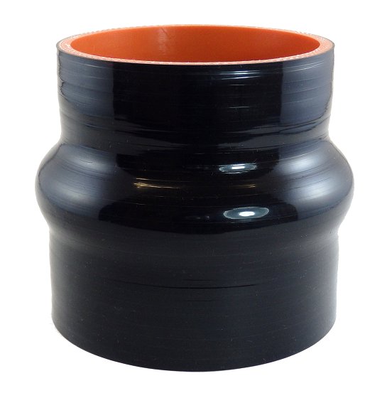 4" ID to 3.5" ID x 4" Long Silicone Reducing Hump Hose, Gloss Black