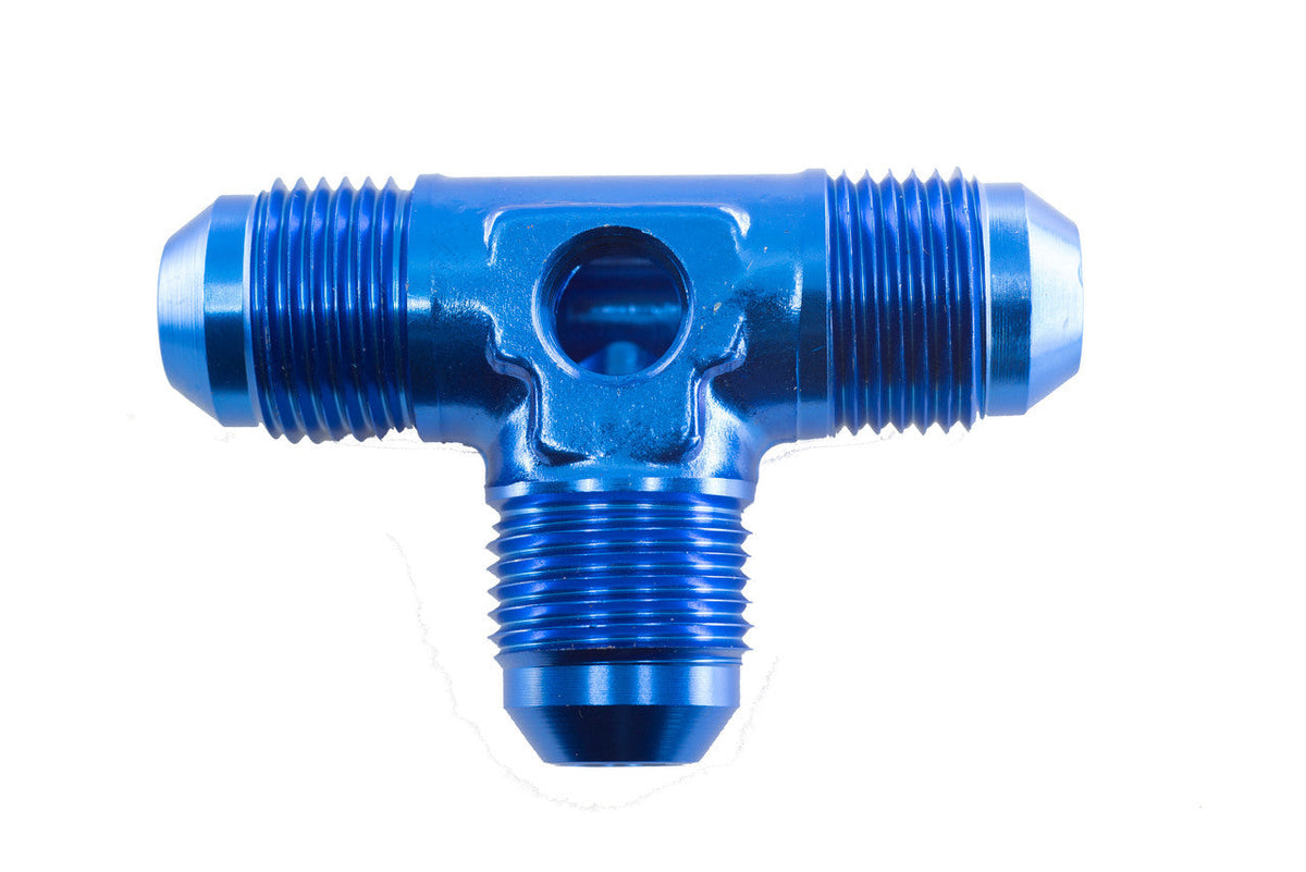 8an Male Tee w/1/8npt Port Blue