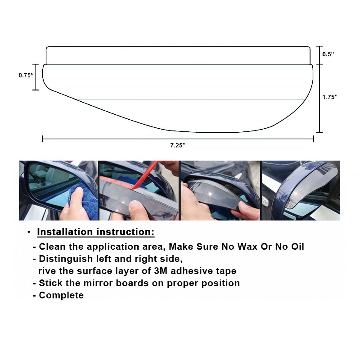 Universal Clear PVC Plastic Side Mirror Visors - 2PC