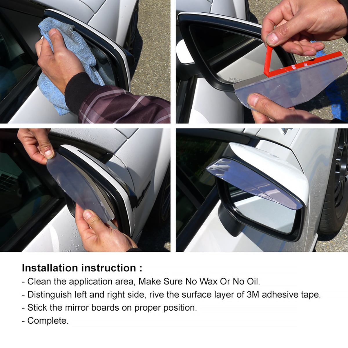 Universal Clear PVC Plastic Side Mirror Visors - 2PC
