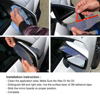 Universal Clear PVC Plastic Side Mirror Visors - 2PC