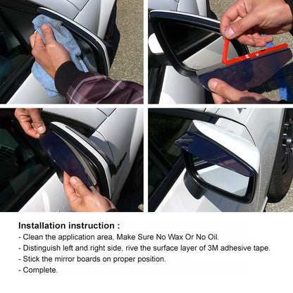 Universal Smoked PVC Plastic Side Mirror Visors - 2PC