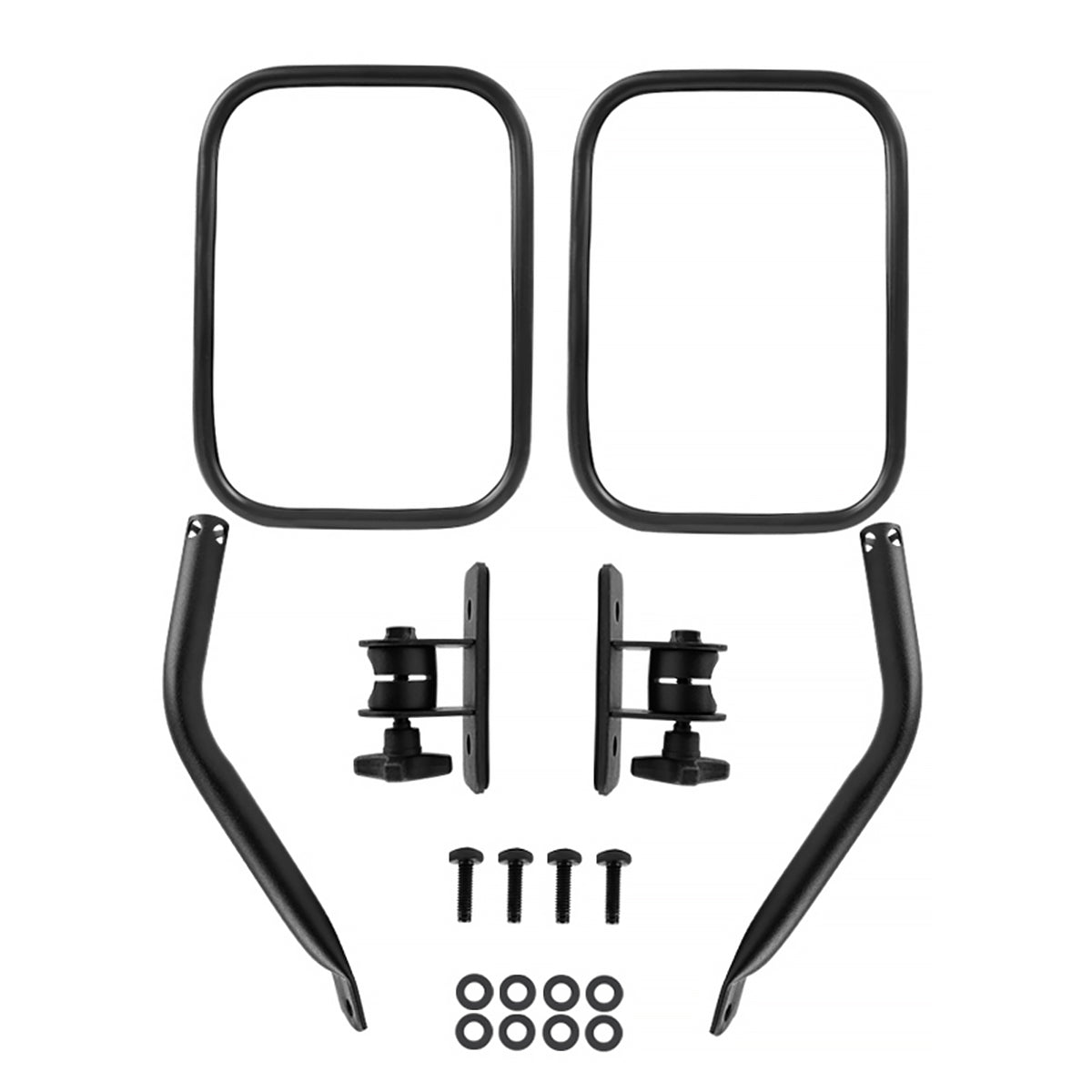 1997-2018 Jeep Wrangler TJ/JK/LJ/JKU Quick Release Black Stainless Steel Square Side Mirrors