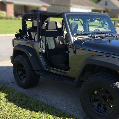 1997-2018 Jeep Wrangler TJ/JK/LJ/JKU Quick Release Black Stainless Steel Square Side Mirrors