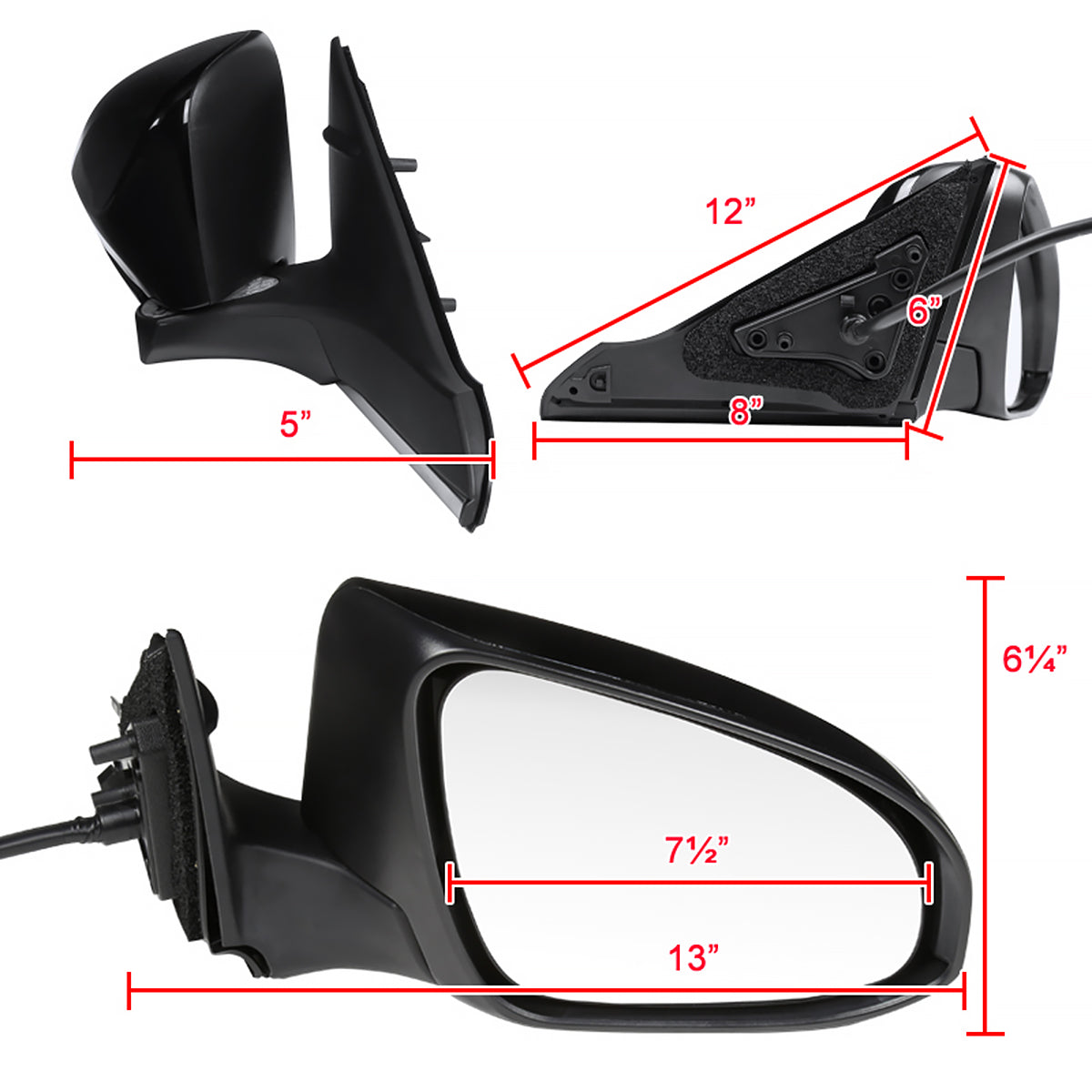 2015-2018 Toyota Camry Glossy Black 5-Pin Power Heated & Adjustable Side Mirror - Passenger Side Only