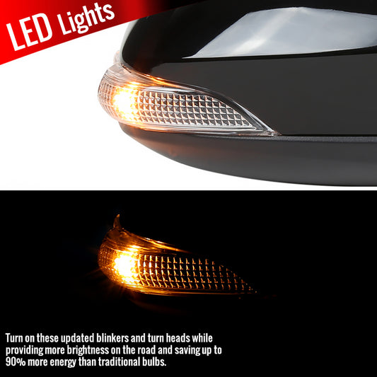 2014-2018 Toyota Corolla Glossy Black 9-Pin Power Adjustable, Auto-Fold, & Heated Side Mirror w/ LED Turn Signal Light - Passenger Side Only