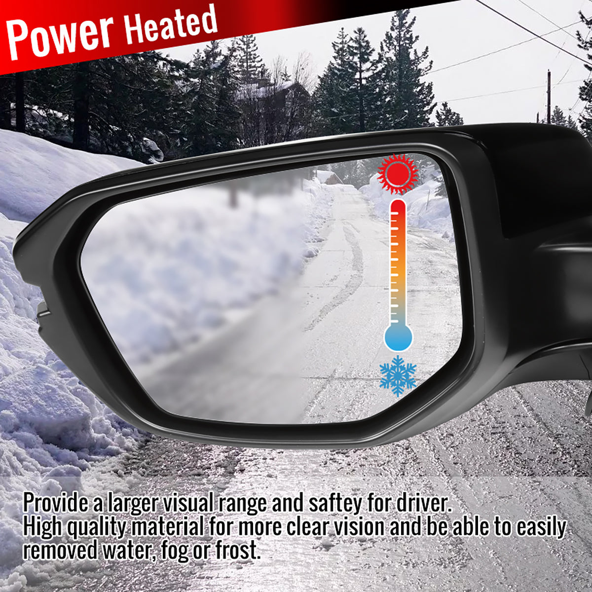 2016-2018 Honda Civic Glossy Black 7-Pin Power Adjustable & Heated Side Mirror w/ LED Turn Signal Light - Driver Side Only